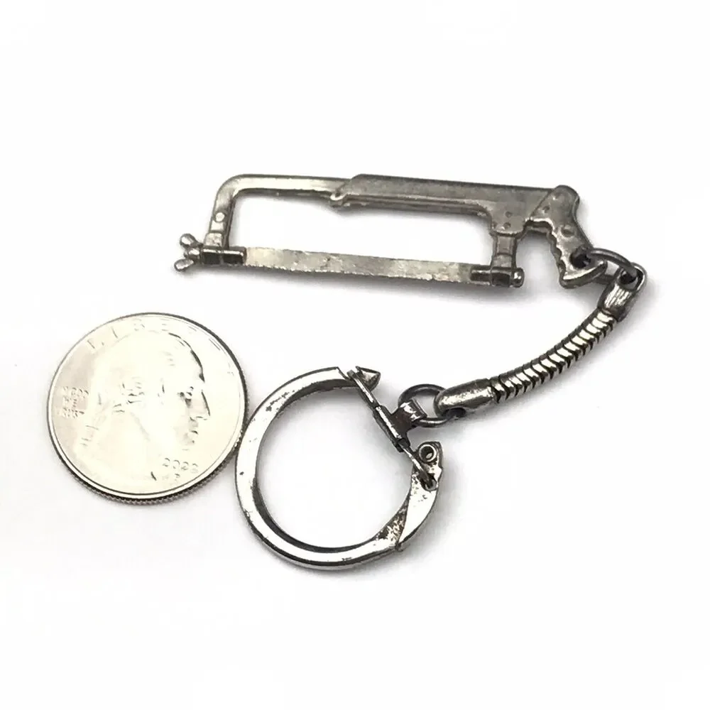 Hacksaw Keychain Vintage Tool Saw Metal Key Ring Fob